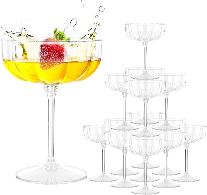 LIYH 20 Pcs Plastic Champagne Glasses 8 oz Champagne Flutes Plastic Cocktail by LIYHLoveinyourheart