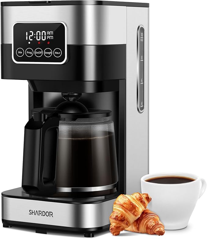 SHARDOR 10-Cup Programmable Coffee Maker, Regular & Strong Brew Drip Coffee by Shardor