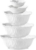Porcelain Leaf Serving Bowls & Dishes Set – 5 Piece, 1-58 oz White Serving Bowls by Familywood