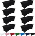 Pureegg Spandex Tablecloth 6ft - 8 Pack, Fitted and Tight Cloth for Rectangle Table, Wrinkle-Free and Stretch Table Cover for Party, Wedding, Banquet and Birthday, Black