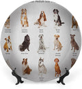 Ceramic Plates, Dog Decorative Ceramic Plates, AGroup of Different Puppy Breeds Family Type Species, 6 Inch, for Dining, Parties, Wedding, Multi