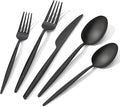 18/10 Silverware Set for 4, 20 Piece Black Stainless Steel Flatware Cutlery | by KINGSTONE