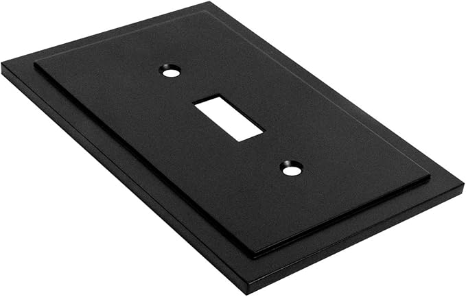 Modern Edge Decorative Wall Plate Switch Plate Outlet Cover, Durable Solid Zinc Alloy (Single Toggle 3PK, Matte Black)