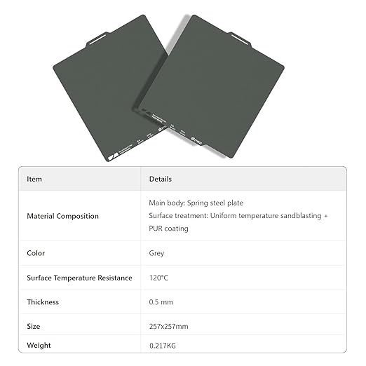 FYSETC 3D Printer Accessories 256mm Build Plate: Gray A1 257X257mm Dual Side Textured PEI Heated Bed Surface Upgrade CryoNix Sheet 10.1 in for P2S P1P P1S X1 X1C X1E Printing Project