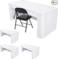 HolidayIdeas Open Back Fitted Tableclothss for 6 Foot Rectangle Table, Wrinkle Resistant Washable Table Covers 72x30 Inch for Craft Fairs, Banquets, Trade Show Display, White,4 Pcs