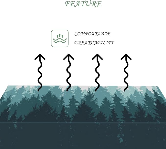 60x120 Inch Nature Rectangular Tablecloth Forest Silhouette Painting Table Cloth Waterproof Durable Table Cover for Picnic Indoor Gaming Room Decor
