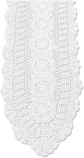 Cotton Handmade Crochet Lace Oval Table Runner White 12x36 Inch by KEPSWET