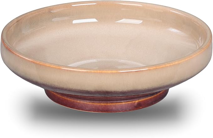 Ceramic Fruit Bowl for Kitchen Counter, Decorative Pedestal Bowl for Table by STE-CER