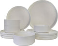 12-Piece Porcelain Scratch Resistant Plates and Bowls Sets, Service for 4 Stoneware Dinnerware Sets, Ceramic Plates and Bowls Dishes Sets, White - Microwave and Dishwasher Safe