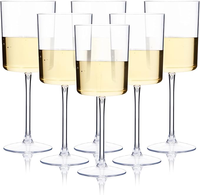 Ciaell 6 Pack Plastic Wine Glasses - 10 Oz Plastic Disposable Wine Glasses by Ciaell