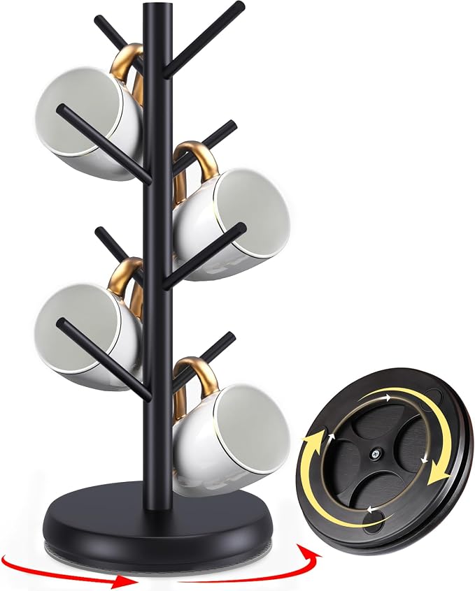 Rotating Mug Tree, 8-Hook Coffee Mug Holder by ZYZWTG