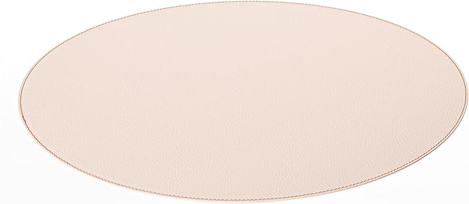 Nikalaz Oval Placemats Set (Pack of 4) Recycled Leather Table Mats 18 x 13 inches (45.7 x 33 Centimeters), Kitchen Dining Table Décor by Nikalaz (Beige - Creamy White)