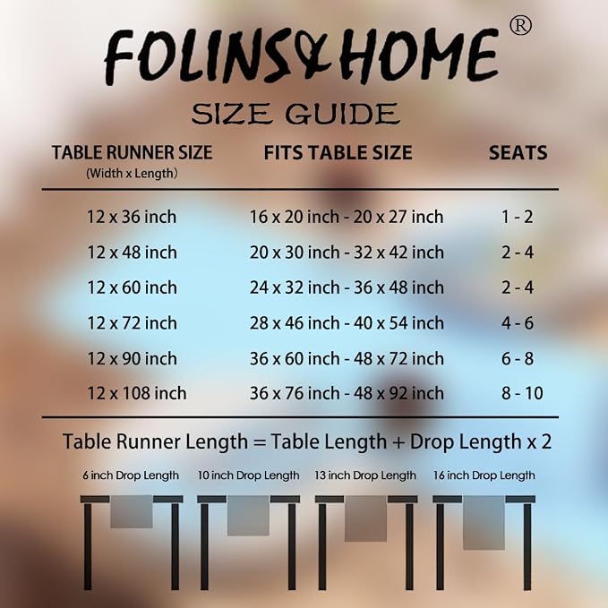 FOLINS&HOME Baby Blue Waterproof Decorative Table Runner 108 Inches Long | - Image 6
