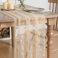 Artoid Mode Beige Gauze Flocking Flowers Table Runner 10FT, Seasonal Sheer by ArtoidMode