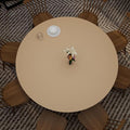 Round Table Pad, 1.8mm Thick, 30 Inch Diameter Leather Table Cover and Protector, Light Brown+Gray