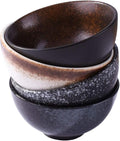 Japanese Style Rice Bowl Set of 4, Creative Ceramic Small Bowls, Reactive Kiln by Cerficer