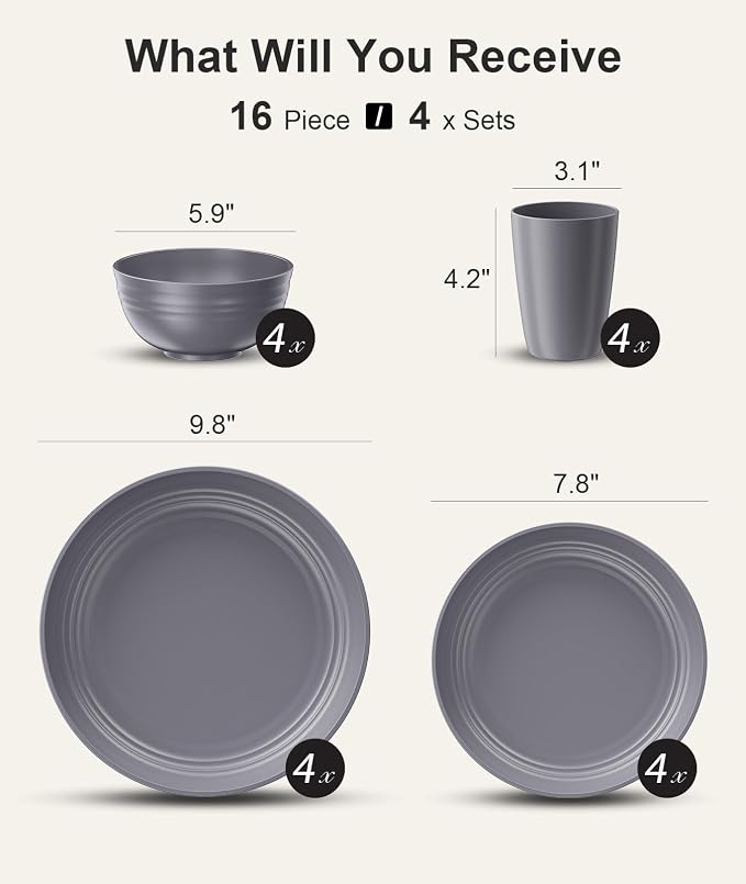 Quatish 16 Piece Plates and Bowls Sets - Image 2