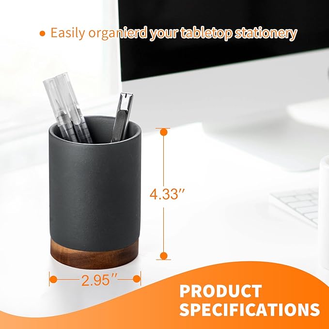 Ceramic Pen Holder for Desk, Pencil Cup, | Organizer and Makeup Brush Holder - Image 3