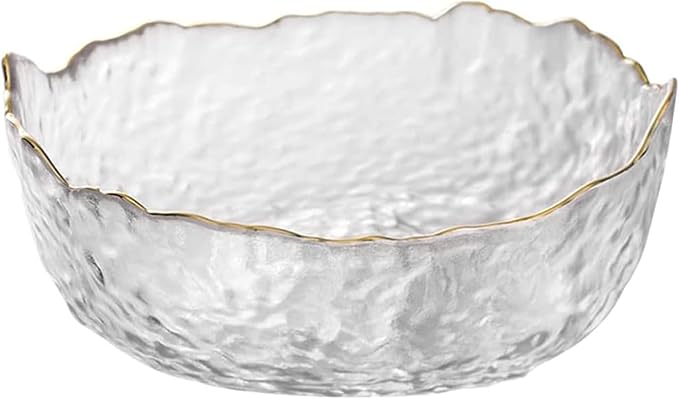 Glass Bowl for Salad Candy Fruit, Decorative Bowl-Crystal Clear Gold, 7.6" | by SYXLTSH
