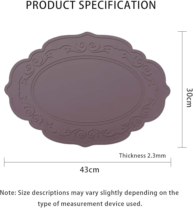 Silicone Placemat Set of 4, Oval Heat Resistant Non-Slip Mats, Waterproof Placemat, Foldable Placemats, Easy to Clean Silicone Table Mat by Siliconty(4, Cameo Brown)