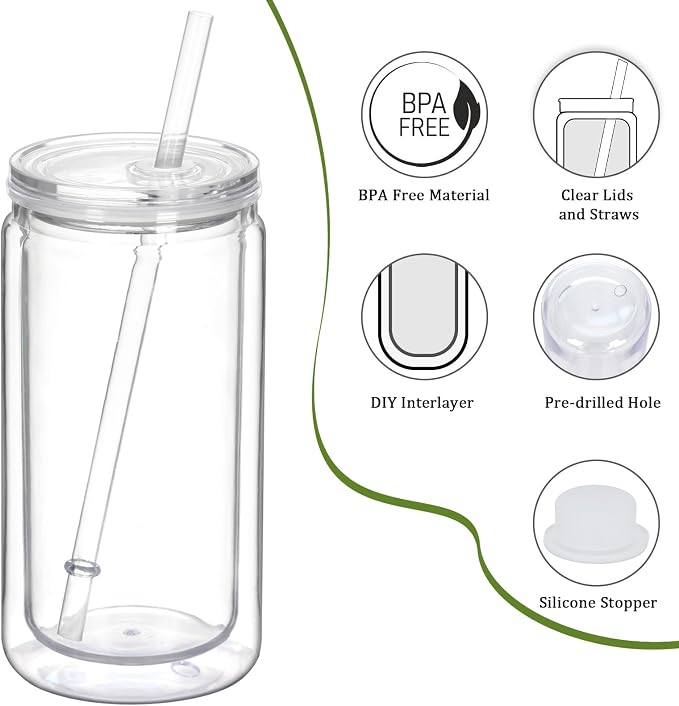 16 Pack 16 Oz Plastic Snow Globe Tumbler, Snowglobe Cups, Acrylic Snowglobe Cup - Image 3
