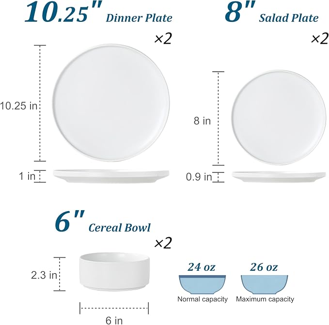 6 Piece Ceramic Plates and Bowls Sets - Image 3