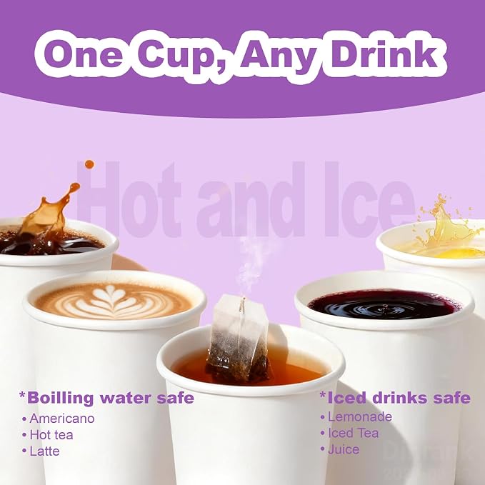 16 oz Disposable Paper Cups, 100 Pack, Bulk Plain Cups - Image 6