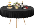 1 Pack Black Spandex Round Tablecloths for 72in Table, Stretchy Fitted 6FT Round Table Cloths, Wrinkle Free Table Cover with Skirt for Wedding Birthday Party Bridal Shower Banquet