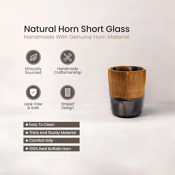 Handicrafts Home Viking Horn Shot Glasses Set of 8, Handmade Natural Ox Horn - Image 3