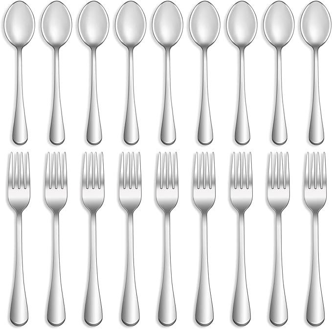 32 Pcs Forks and Spoons Silverware Set, Food Grade Stainless Steel Flatware by MUTNITT