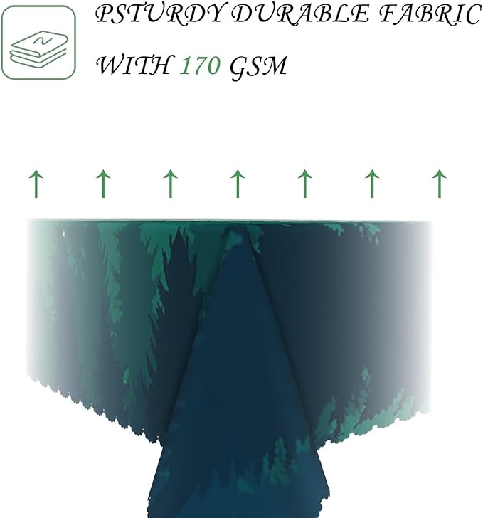 60x84 Inch Nature Rectangular Tablecloth Misty Pine Forest Silhouette Table Cloth Waterproof Durable Table Cover for Party Picnic Indoor Gaming Room Decor