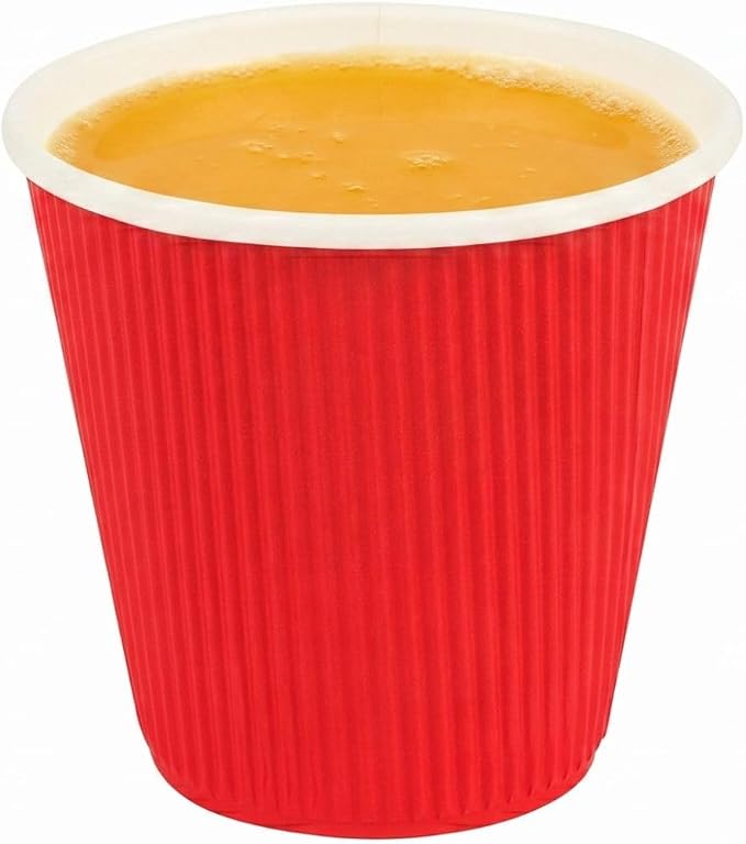 Restaurantware Ripple Wall Coffee Cups 500 Count 8 Ounce Insulated Red Paper - Image 6