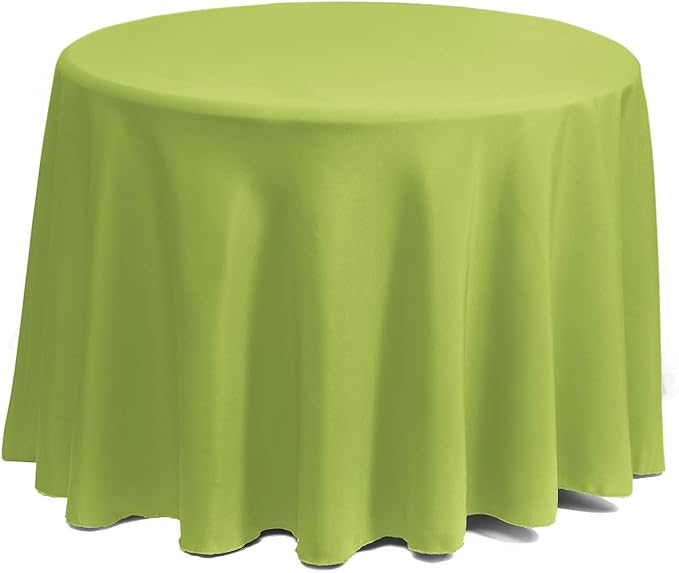 Gee Di Moda Round Tablecloth - 120 Inch Apple Green Round Table Cloth for 60 to 96 Inch Round Tables - Heavy Duty Washable Fabric - for Buffet Table, Holiday Party, Dinner, Wedding & Baby Shower