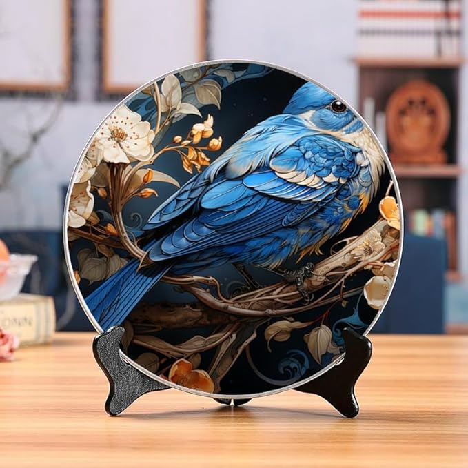 Illustration in Art Nouveau Style 10-inch Ceramic Decorative Plate Suitable for Living Room, Kitchen & Office, with Stand & Wall Mount Option DP-092201631