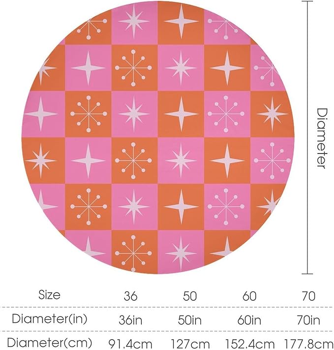 Mid Century Modern Round Tablecloth, Vintage Abstract Colorful Geometrics Modern Print Tablecloth for Home Party Dining Room Kitchen Decor 50Inch(127cm)