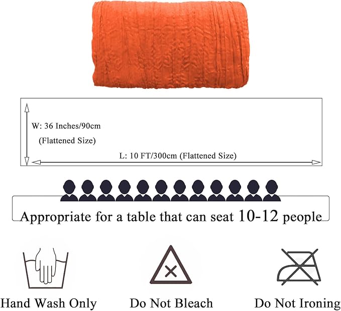 FUHSY Orange Cheesecloth Table Runner 10 Pack Gauze Table Runners 10FT Long Rustic Fall Table Runners Boho Gauze Cheese Cloths Table Runner for Wedding Thanksgiving Burnt Orange Halloween Table Decor