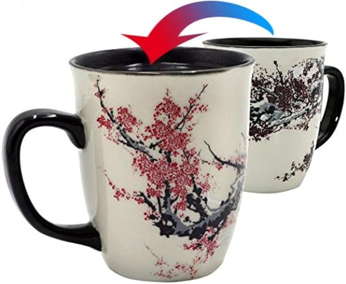 Color Changing Heat Sensitive Magic Funny Art Mug Large Coffee Tea Plum Blossom by Asmwo