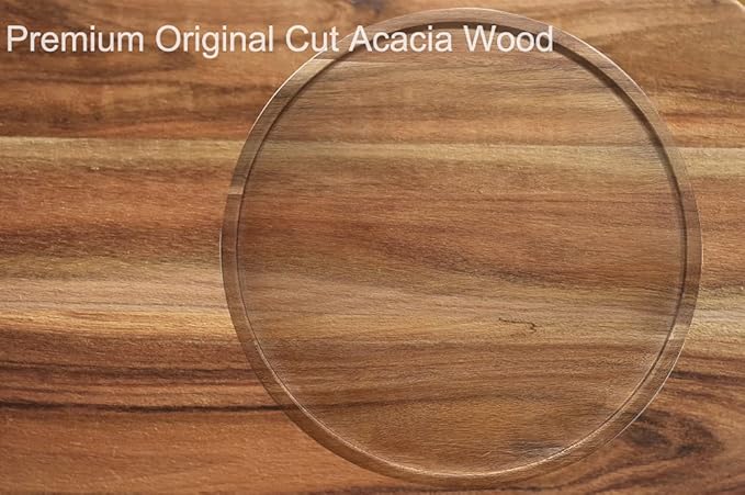 16" Acacia Wood Lazy Susan Organizer Kitchen Turntable for Cabinet Pantry Table Organization