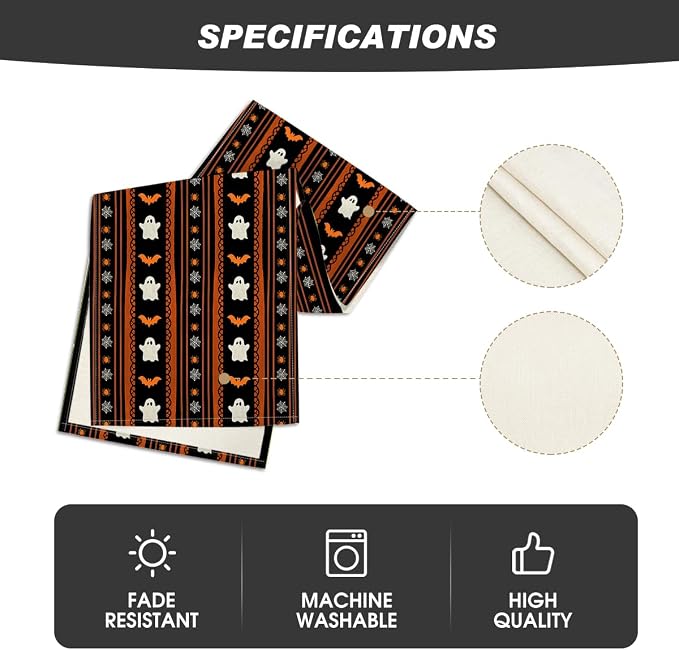 Artoid Mode 210 GSM Halloween Table Runner 13x108 Inch Home Party Decor | - Image 5