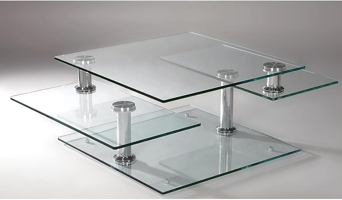 Contemporary Multi-Top Motion Glass Cocktail Table - Image 4