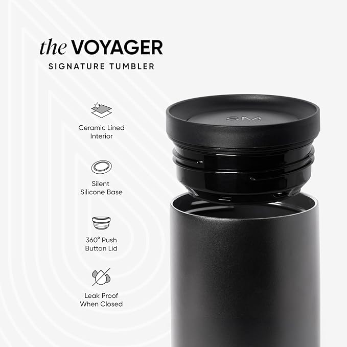 Simple Modern Insulated Travel Coffee Mug 360° Lid | 16oz | Cream | Voyager - Image 2