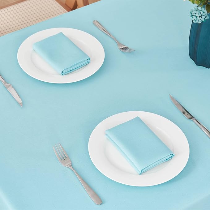 Rectangle Tablecloth Waterproof 60x104 inch Linen Textured Table Cloth Stain and Wrinkle Resistant Washable, Decorative Fabric Table Cover for Dining, Party and Camping, Aqua