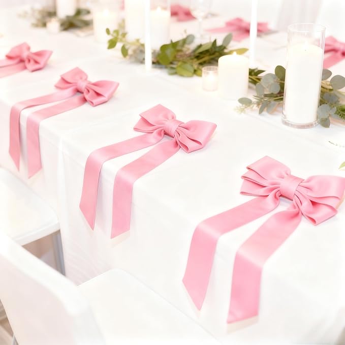 Bow Napkin Rings Set of 6 Luxury Soft Pink Velvet Napkin Holders, Elegant Bow Design for Christmas Holiday Dinner Wedding Party Table Decor