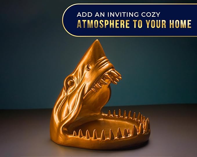 Comfify Shark Resin Figurine – Stylish Shark Sculpture with Open Bowl Design for Snacks, Keys, or Trinkets – Artistic Holder with Elegant Golden Finish – Playful Addition to Modern Decor