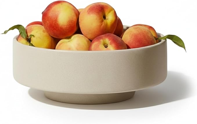 Decorative Bowl for Table Centerpiece – Stone-Effect Beige Bowl for Modern Home Decor | Minimalist Coffee Table Decor Accent with Anti-Scratch Base & Secure Packaging (Beige Stone)