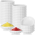 Mimorou 50 Pcs Soy Sauce Dish White Dipping Bowls Bulk, 1.2 oz Asian Small Sauce Bowls for Sushi, Ketchup, Vinegar, Olive Oil, Soy, Spices, BBQ Chip and Dip Serving Bowl Set Gift (Flower)