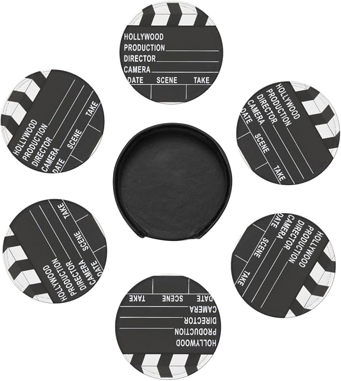 Movie Cinema Lapper Board Drinking Coasters PU Leather Coaster - Image 4