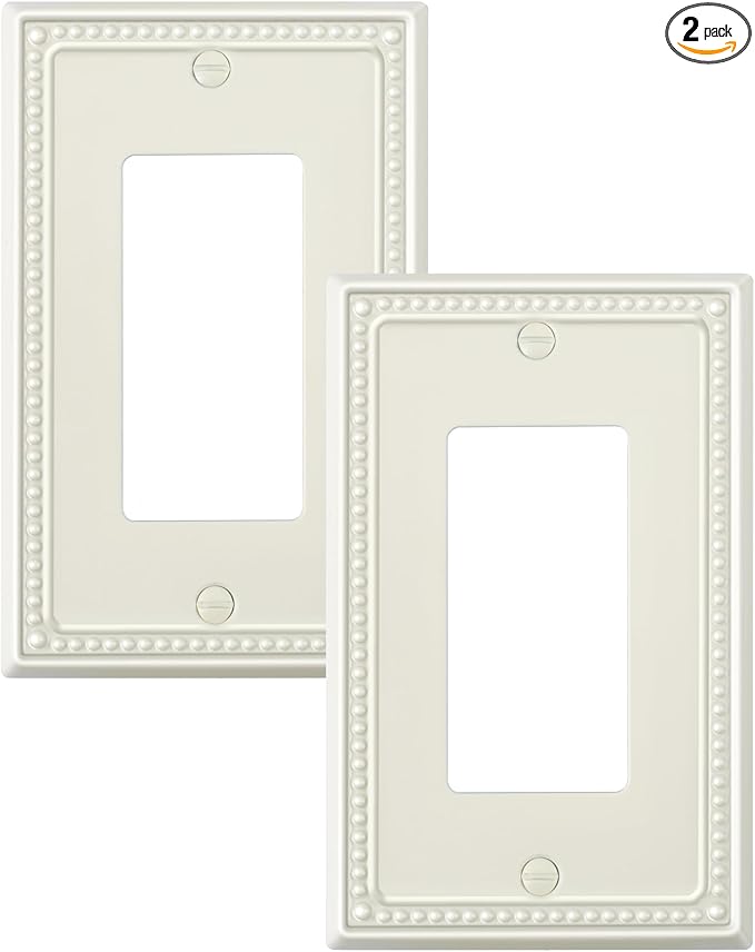 2-Pack Decorator Outlet Cover Plate, Decorative Switch Plates and Outlet Covers, Light Almond Metal Wall Plates for Electrical Outlets, Receptacle, GFCI Outlet, Dimmer Switch