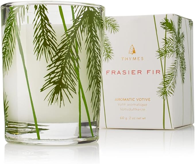 Thymes Frasier Fir Pine Needle Candle – Holiday Candles for Home Scented with Notes of Crisp Siberian Fir, Cedarwood & Sandalwood – Christmas Decor – Christmas Gifts for Women & Men (2 oz)
