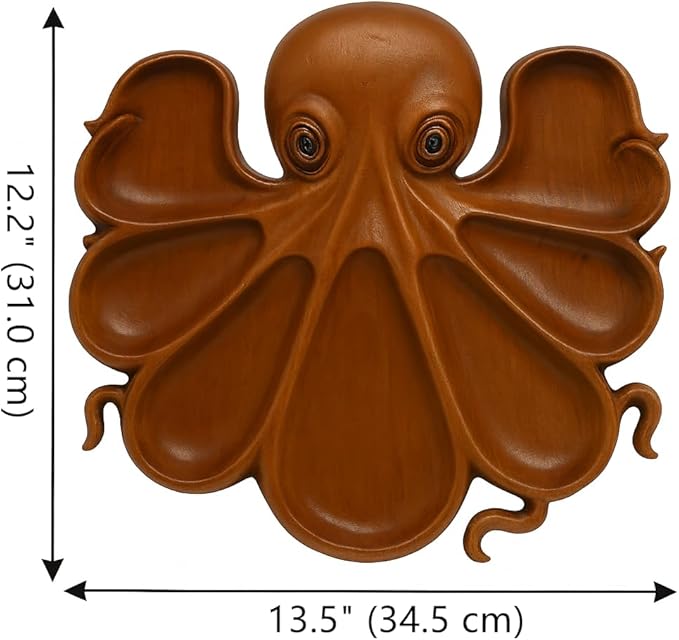 Octopus Serving Tray for Party & Home Decor, Ocean Themed Charcuterie Board, Decorative Octopus Platter for Snacks, Seafood, Beach House Table Display